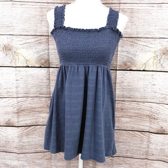 ROXY smocked top blue mini sundress with wide straps Size S - Picture 9 of 10